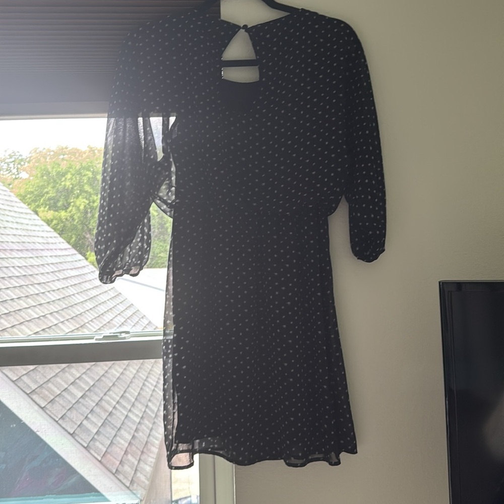 Express Black Polka Dot Dress - Picture 4 of 8